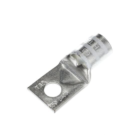 Copper One-Hole Lug, Long Barrel, Blind End, Tongue Length 0.88 Inch, Max 35kV, Wire Size 1/0 AWG, 5/16 Inch Bolt Size, Tin Plated, Die Code 42, Die Color Code Pink