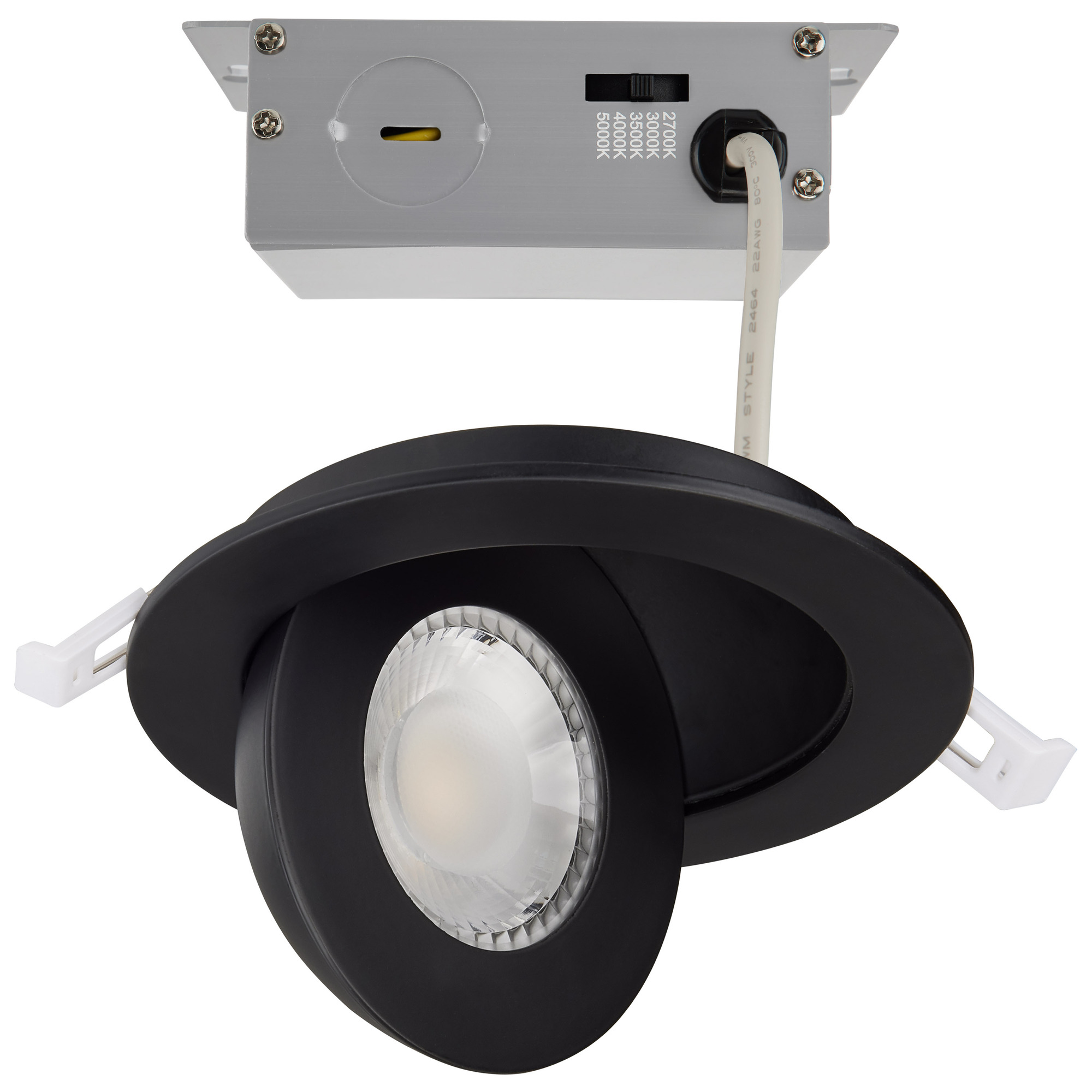 9 Watt CCT Selectable - LED Direct Wire Downlight Gimbaled - 4 Inch Round - Remote Driver - Black