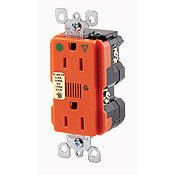 15-Amp, 125 Volt, Decora Plus Duplex Receptacle, Straight Blade, Hospital Grade, Isolated Ground, Surge with Indicator Light, Orange