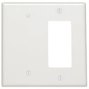 2-Gang 1-Blank 1-Decora/GFCI Device Combination Wallplate, Midway Size, Thermoset, White