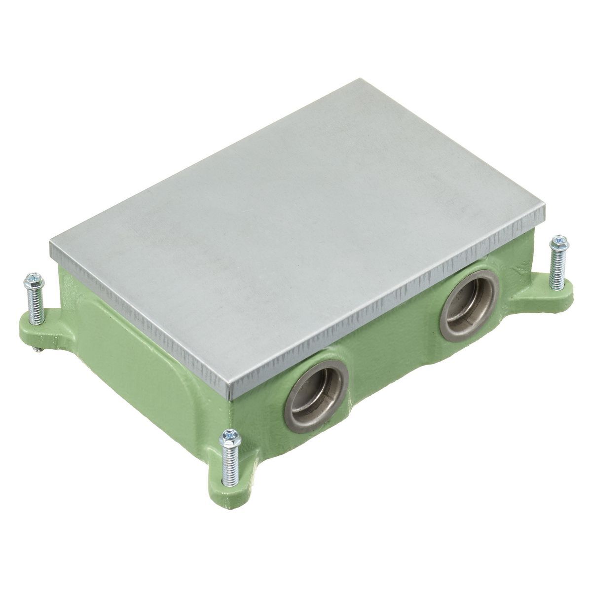 Flush Concrete Floorboxes Series, Shallow Cast Iron Box, Rectangular, 2-Gang, 2.00" Minimum Depth of Pour, Corrosion Resistant Paint