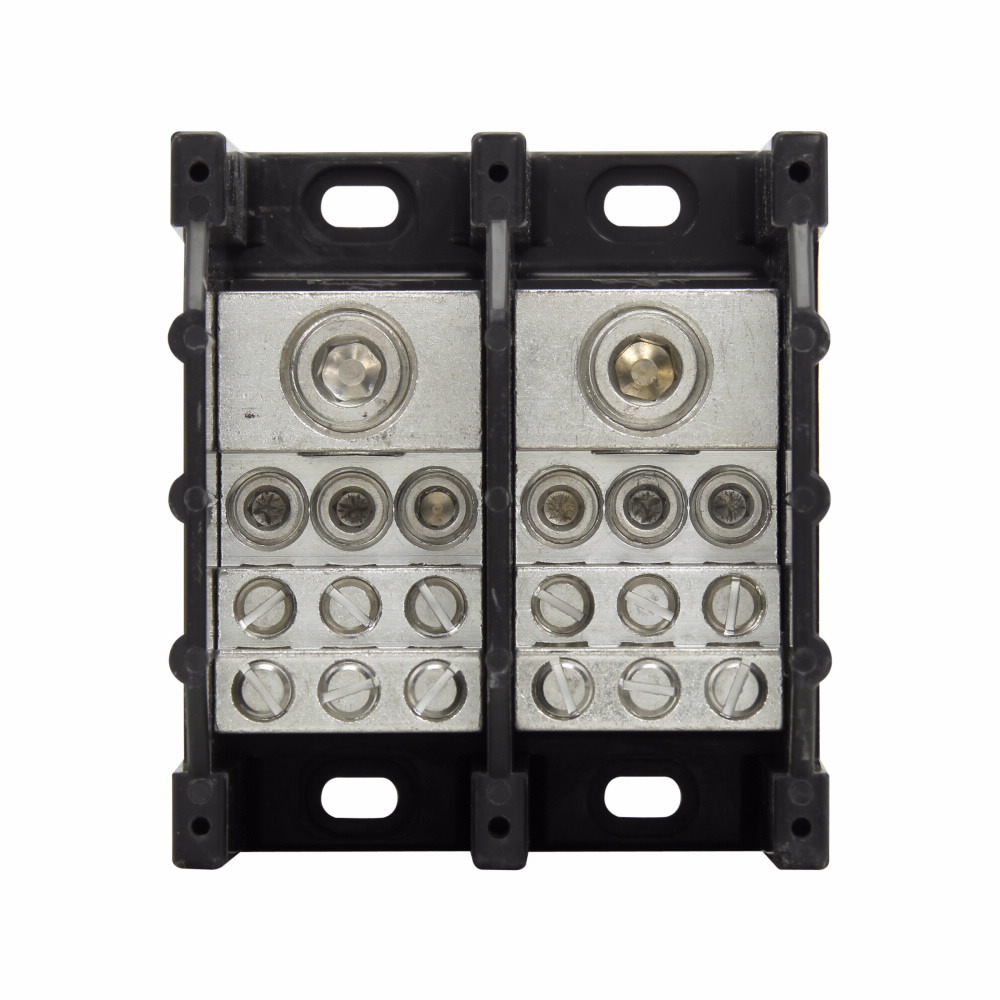 Eaton Bussmann series power distribution block, 600 Vac, 600 Vdc, 310A, Power distribution block, Two-pole, SCCR: 100 kA, Black, Molded Thermoplastic Base, Tin-plated aluminum connector - 16371-2