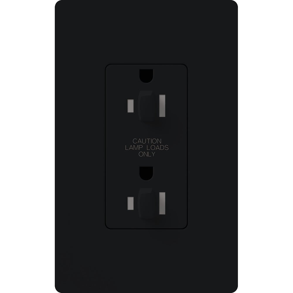 Architectural, dual dimming, tamper resistant receptacle (Gloss), 15A/125V in black
