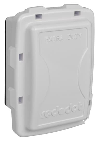Single Gang While-In-Use Universal Shallow Cover, 2-5/32 Inch Internal Depth, White, Non-Metallic, For use with Duplex, GFI, Switch and Single Receptacles