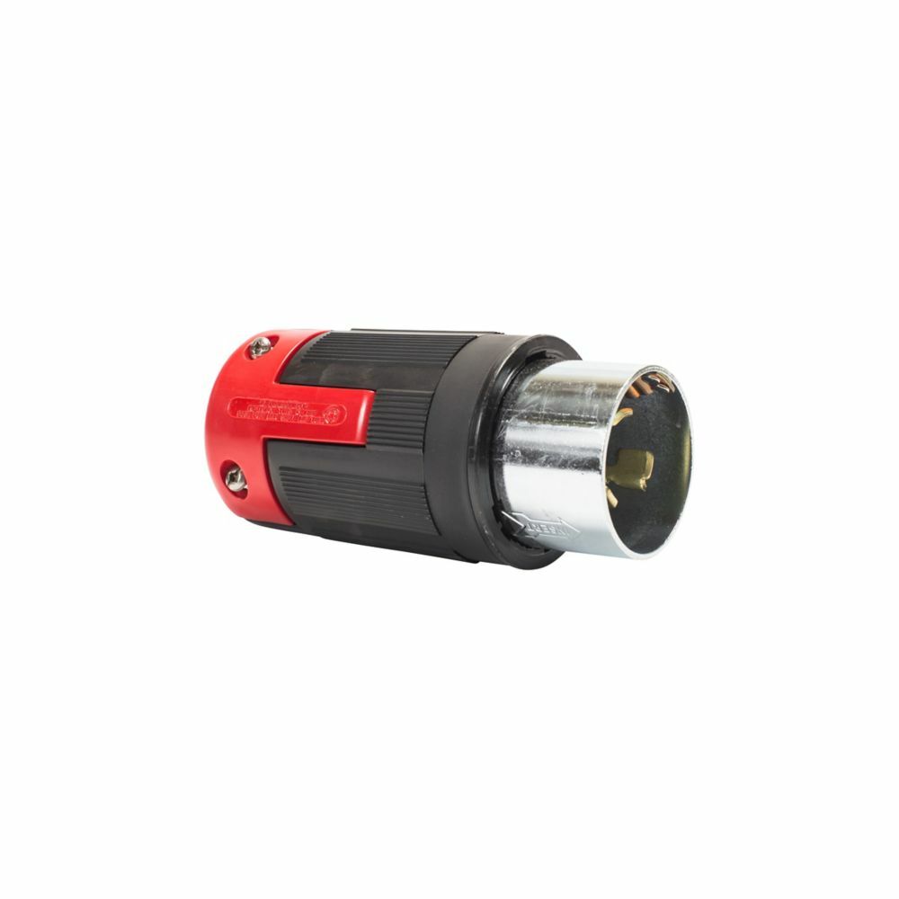 Eaton locking plug, #10-6 AWG, 50A, Industrial, 600 Vac, 250Vdc, Back wiring, Black, red, Pro grip, Non-NEMA, Three-pole, Four-wire, grounding, Nylon, 0.44 to 1.06 in