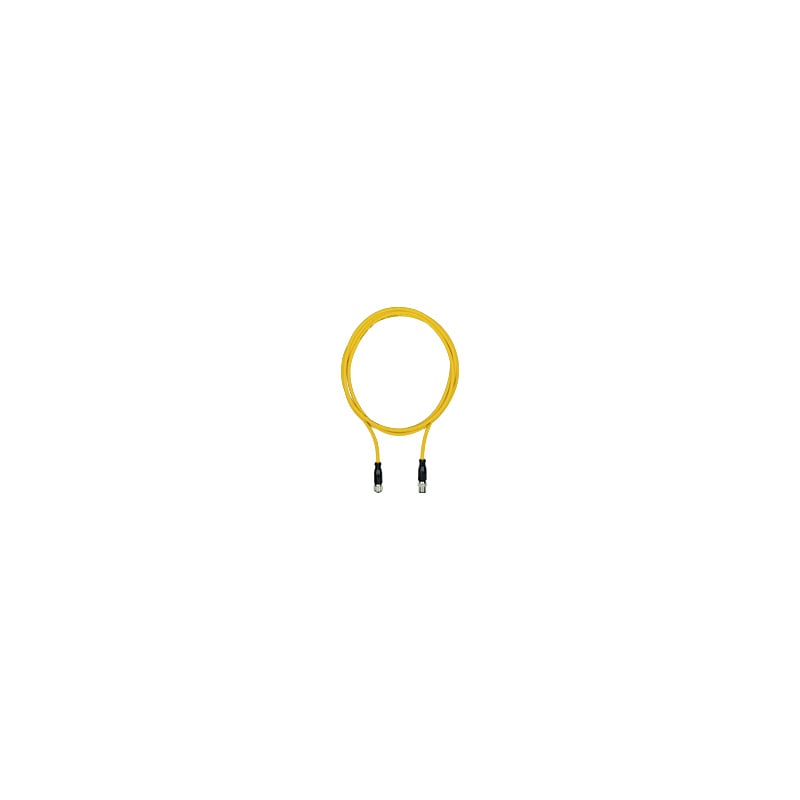 Connection Cable, PUR, Yellow, Suitable for Drag Chains, 8-pin, Socket Straight M12, on Connector Straight M12, A-Coded, 5m