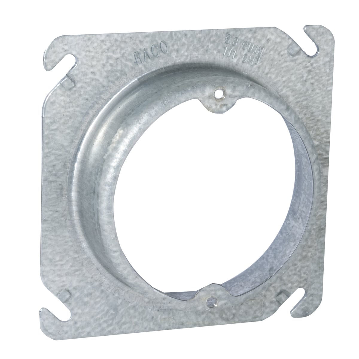 4 In. Square Fixture Covers, Raised 1 In., Open Ears 2-3/4 In. O.C.