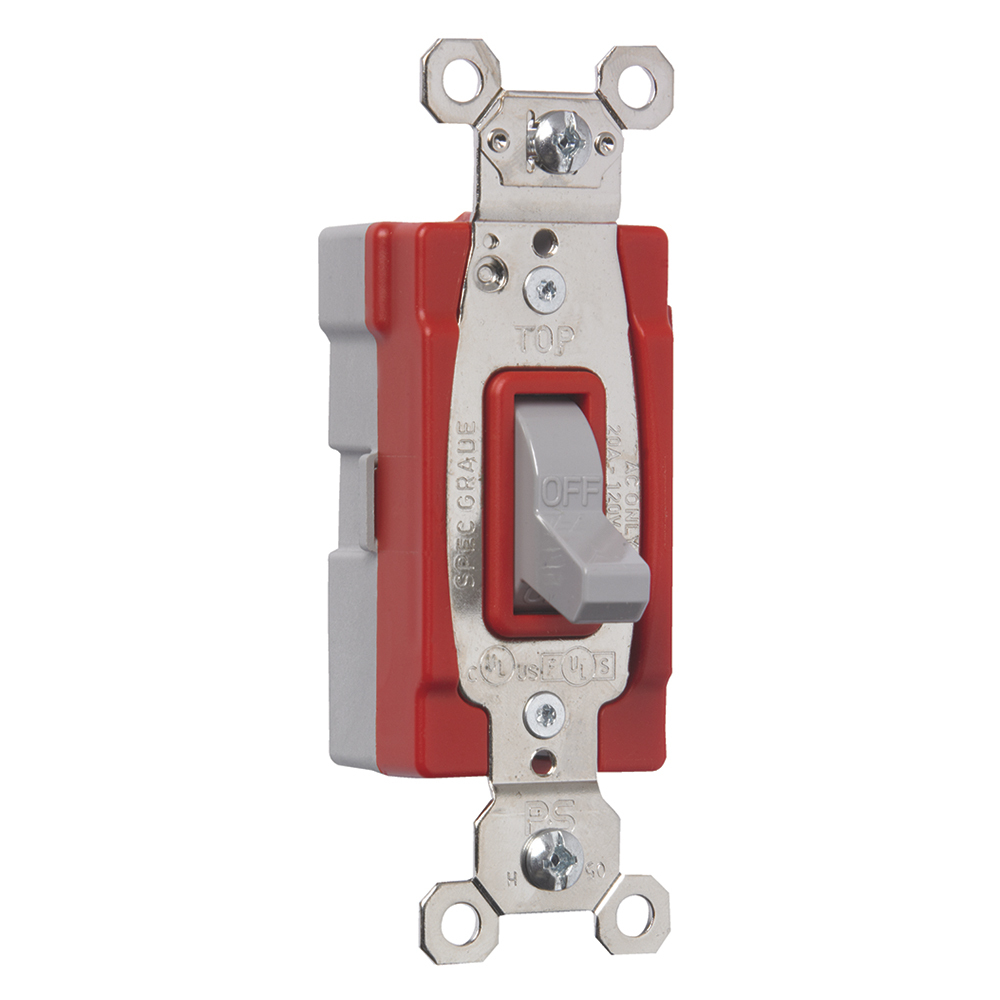PlugTail Single Pole Toggle Switch, 20amp 120/277vac, Gray