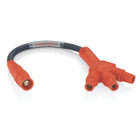 "Soft" 3-Fer, Cam-Type, Male plug to Female/Female/Female Tri-tap, 24" Cable Length, 4/0, 400 Amp Max, 16 Series Taper Nose - RED