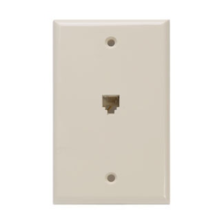 Standard Telephone Wall Jack, 6P4C, Screw Terminals, ColorIvory Crescent Electric Supply Company