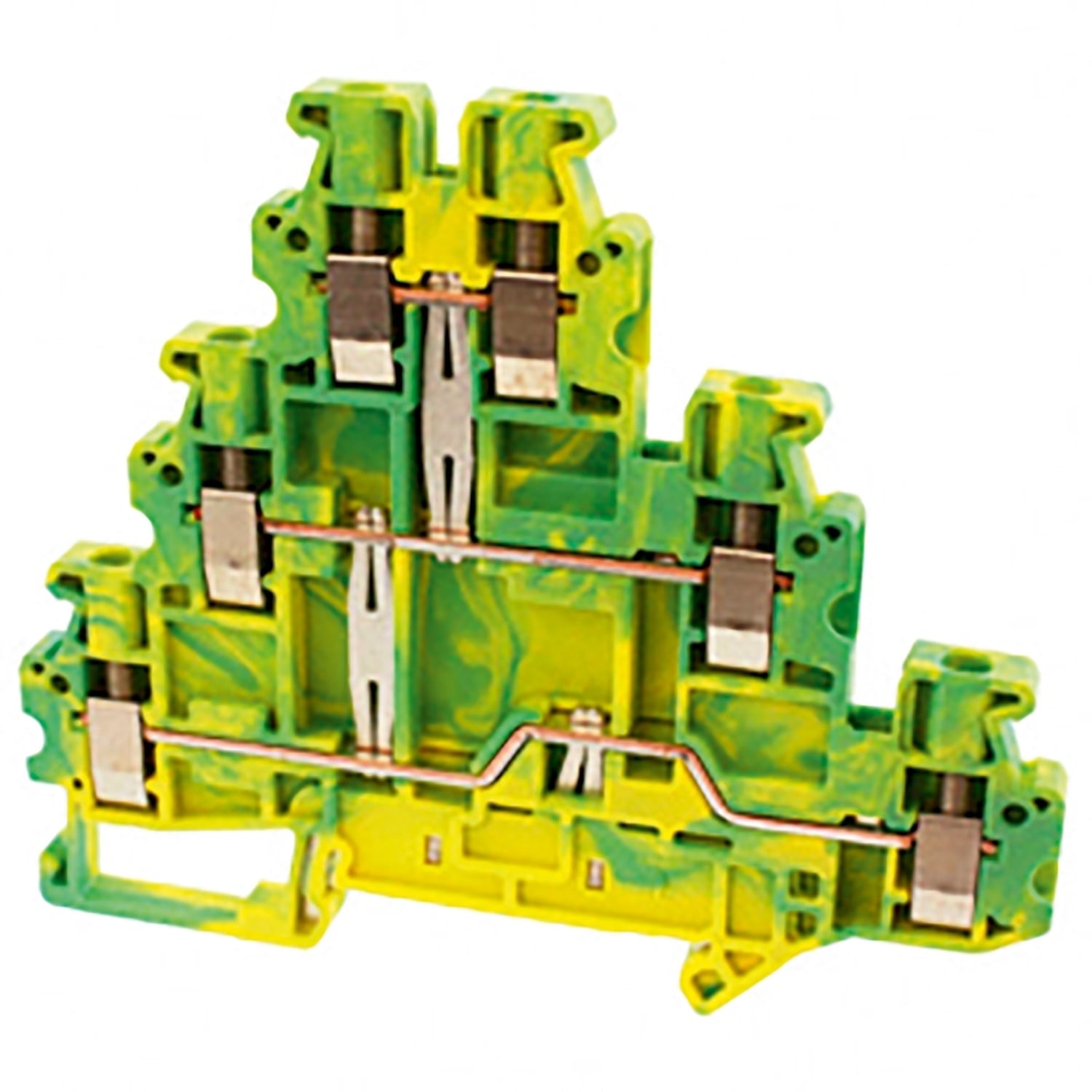 Terminal block, Linergy TR, green-yellow, 3 levels, protective earth, 6 points, Set of 50