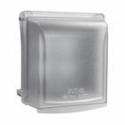 Eaton Crouse-Hinds series extra duty while-in-use cover, Transparent gray, 3.125" deep, Polycarbonate, Vertical, 55:1 configuration, Two-gang, Universal mounting