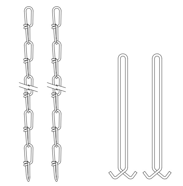 Product is a 36-inch hanger chain accessory. Used for various strip lights or high bays for hanging mount. Includes 2 chains and 2 hooks to suspend up to 4 foot long. Maximum weight load is 35-40 pounds. Ideal for indoor industrial applications such as warehouses or garages.