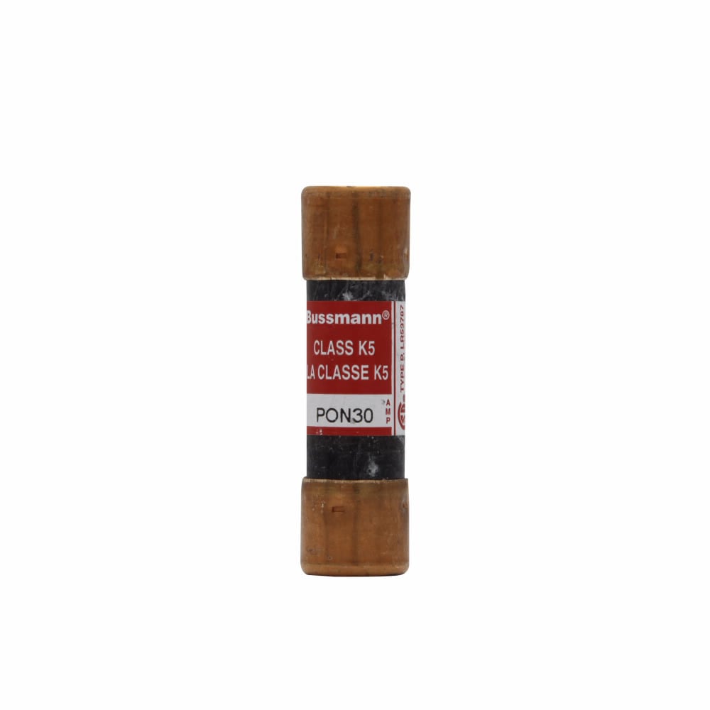 Eaton Bussmann series one-time CSA type P fuse, One time fuse, 250V, 30A, 10 kAIC at 250 Vac, Non Indicating, Standard code, type P, Ferrule end X ferrule end