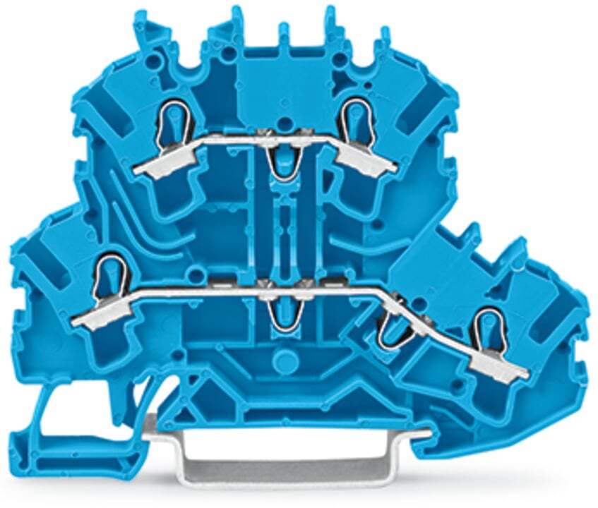 Double-deck terminal block; Through/through terminal block; N/N; without marker carrier; for Ex e II and Ex i applications; for DIN-rail 35 x 15 and 35 x 7.5; 2.5 mm; Push-in CAGE CLAMP; 2,50 mm; blue