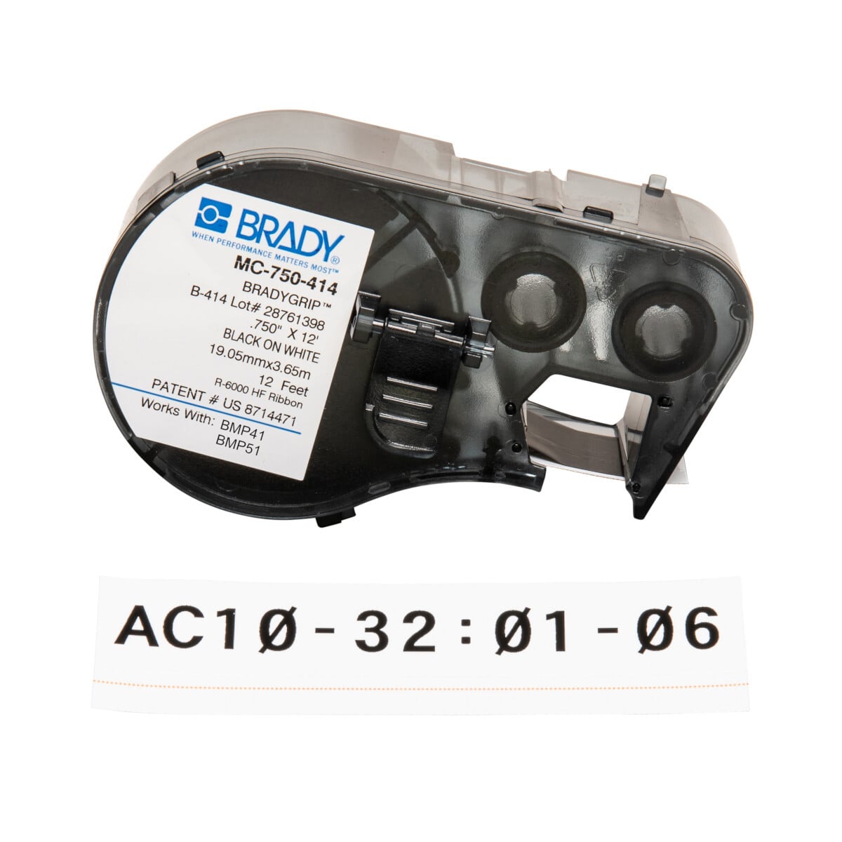 Label Polyester 0.75in x 12ft BK/WT