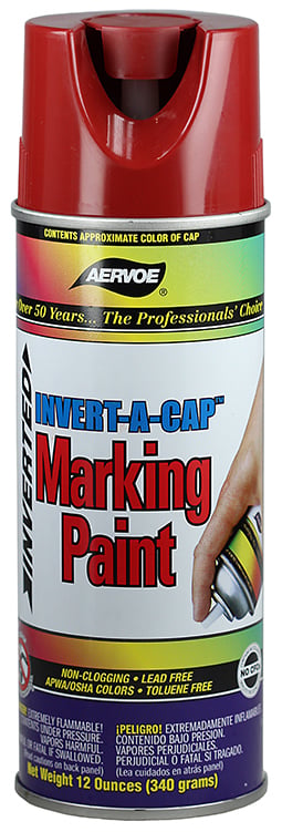 Invert-A-Cap Marking Paint, Red, 16 oz. Aerosol, 12 oz. net weight