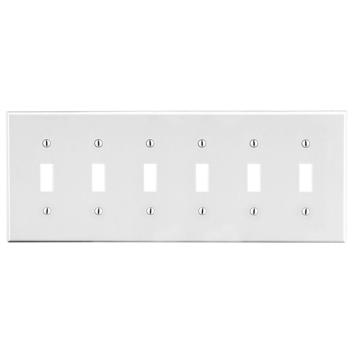 Wallplate, 6-Gang, 6) Toggle, White