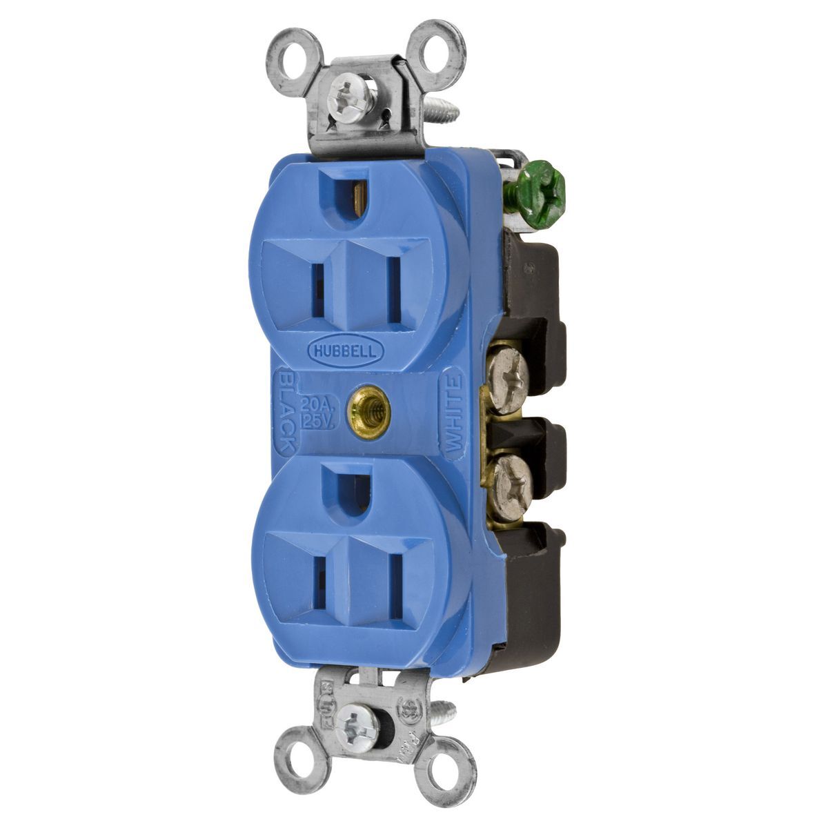 Straight Blade Devices, Receptacles, Duplex, Commercial/Industrial Grade, 2-Pole 3-Wire Grounding, 15A 125V, 5-15R, Blue