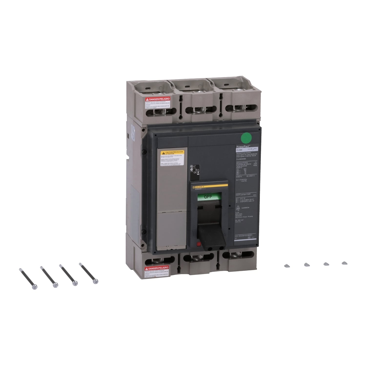 Automatic switch, PowerPacT P, 800A, 3 pole, 600VAC, 25kA, lugs, magnetic