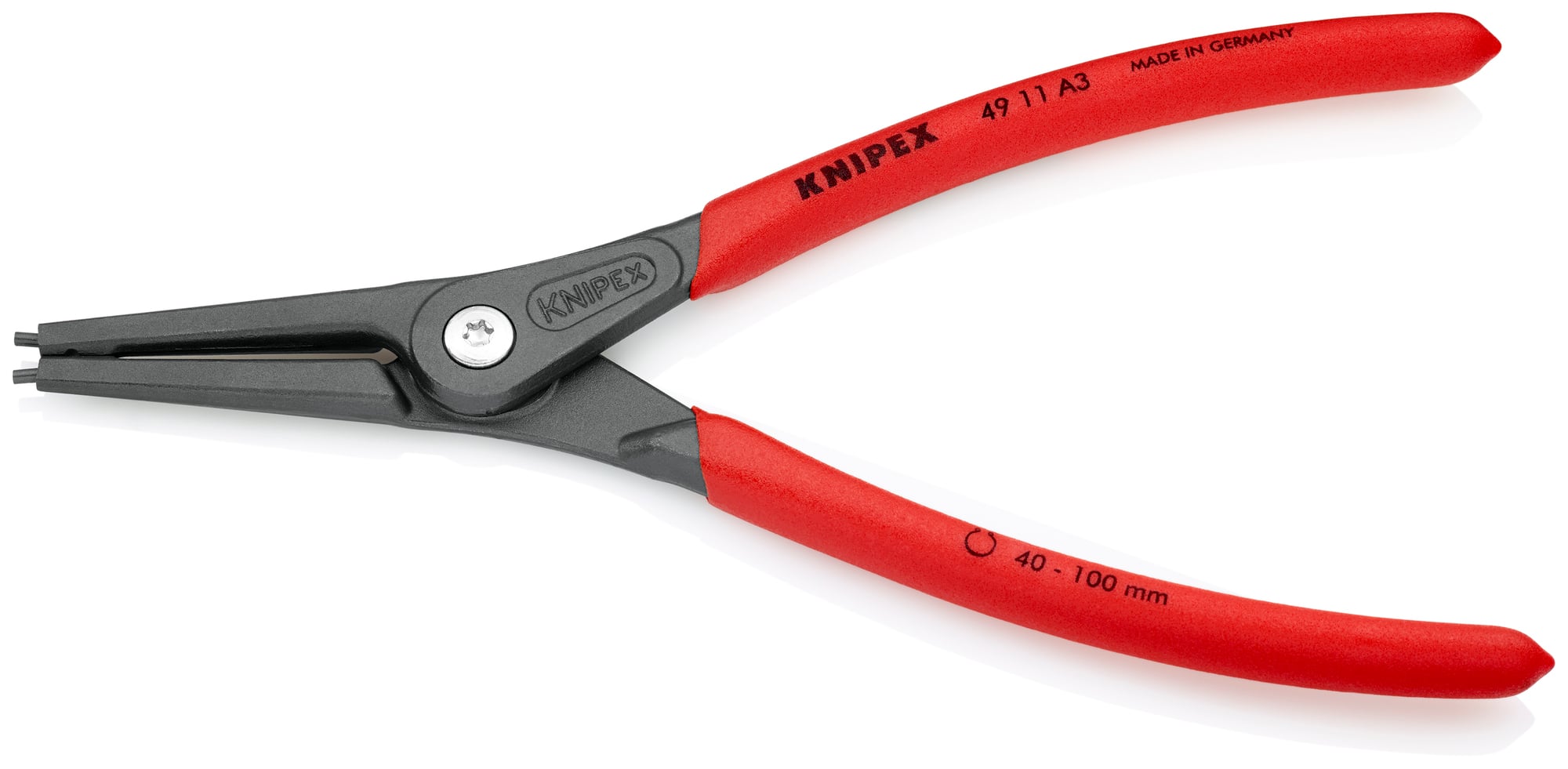 External Precision Snap Ring Pliers, 9 in., Non-slip plastic, 3/32 in. Tips