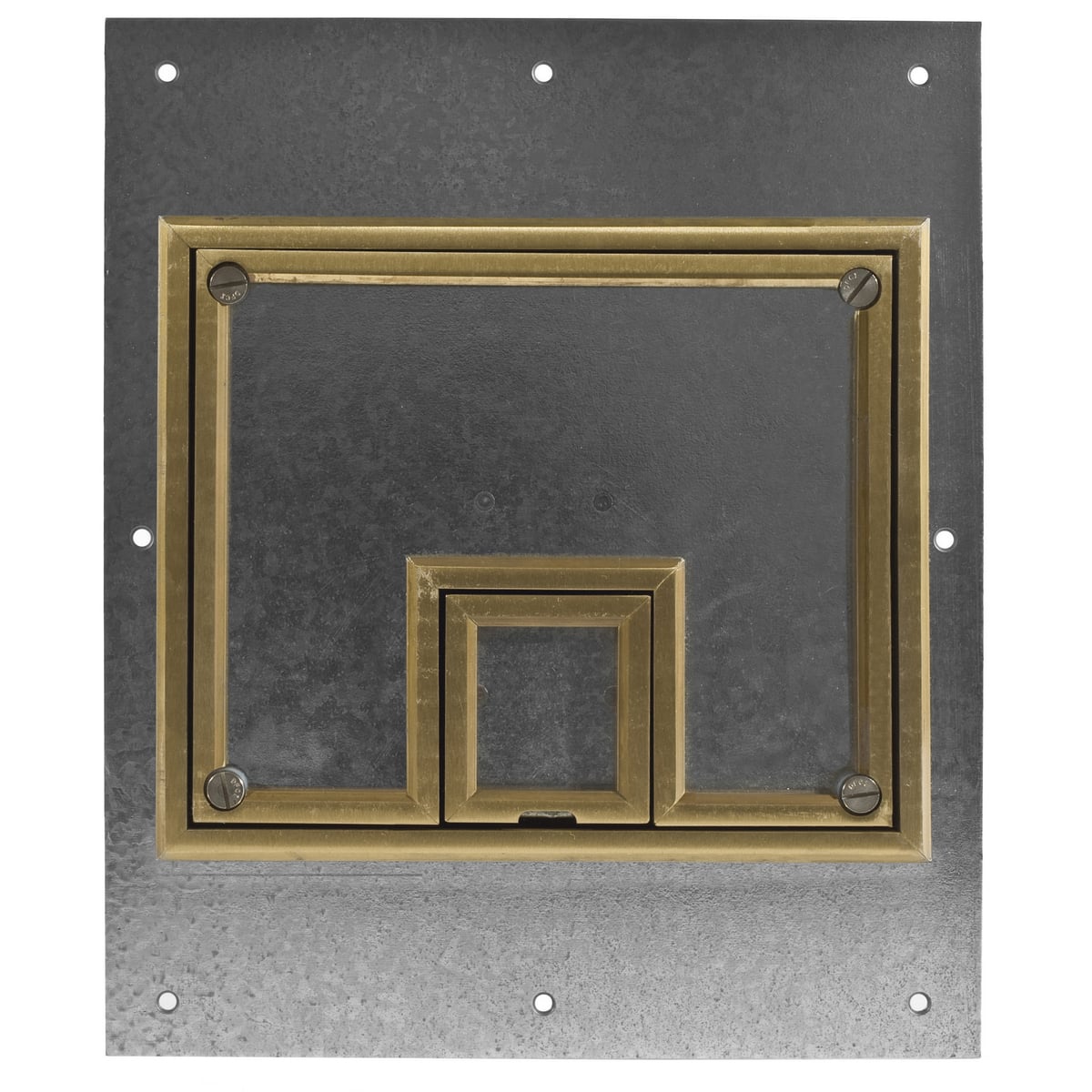 Concrete Floorboxes, Recessed, CFB7G Rectangular Series Box, Surface Cover Assembly, 1/4" Brass Beveled Edging for Carpet
