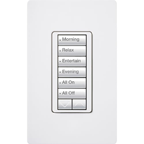 Lutron RadioRA 2 seeTouch Wall Mount Designer Keypad, 6 Button with Raise/Lower - White