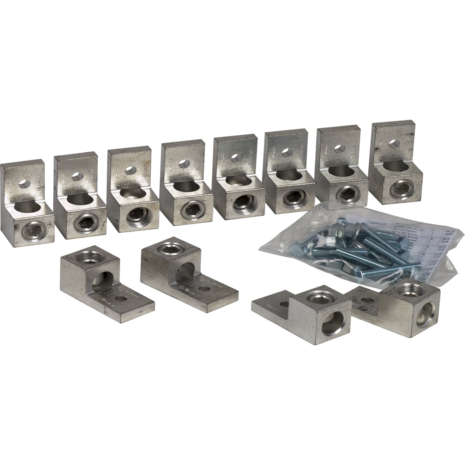 Low voltage transformer accessory, mechanical lug kit, 1200A, 600kcmil to 2 AWG, 12 lugs