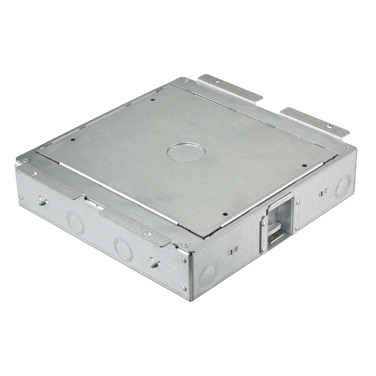 Raised Access or Wood Floorboxes, Galvanized Stamped Steel Box, Recessed, 4-Gang AFB Series, 2.50" Deep Rectangular Box with Installation Cover
