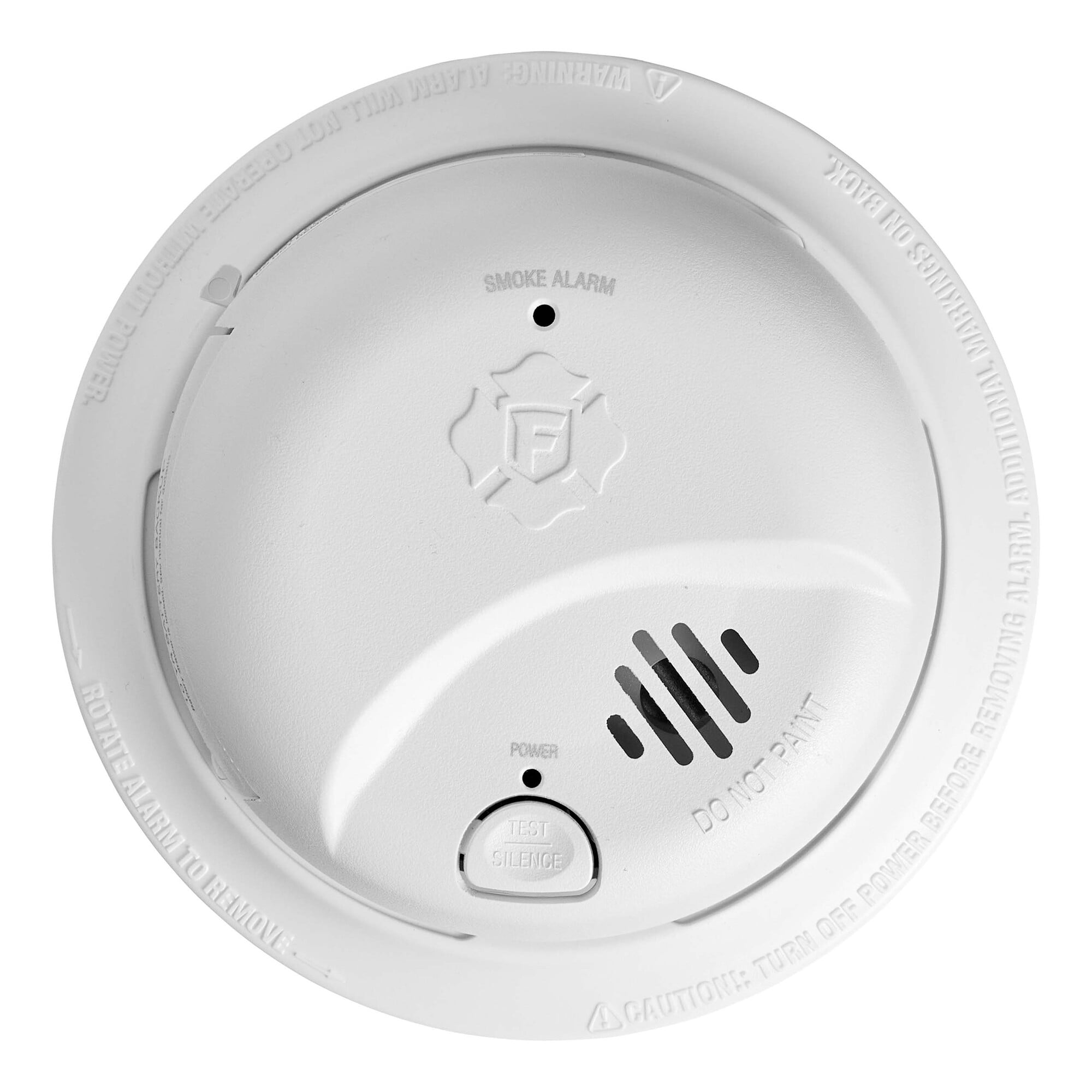Hardwired smoke alarm with 10-Year locked 9V lithium battery backup.  AC 120V Interconnectable with Silence and Latching features.  Includes Ionization smoke sensing technology.