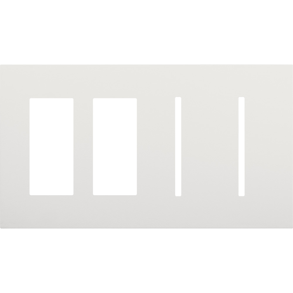 Multigang WallPlate for New Architectural Controls and Accessories, Four-gang for 2 accessories or Palladiom keypads and 2 Grafik T controls in white
