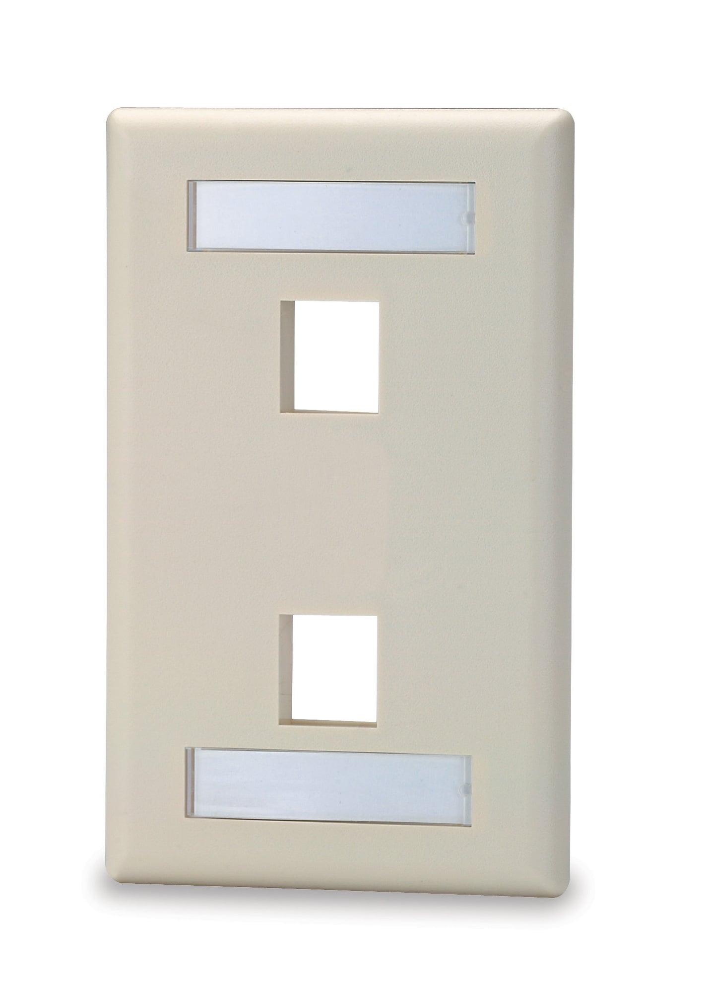 2-Port Single Gang Keystone Faceplate w/ Labeling, Ivory