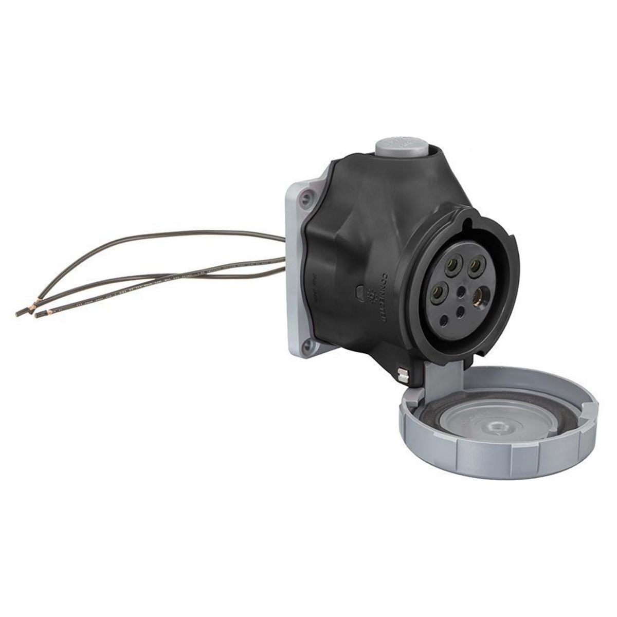 Heavy Duty Products, Pin and Sleeve Devices, Switched, IEC 309, Receptacle, 30A 600V, 3-Pole 4-Wire Grounding, 3 Control Contacts, NEMA 4X/IP67, Watertight, Black