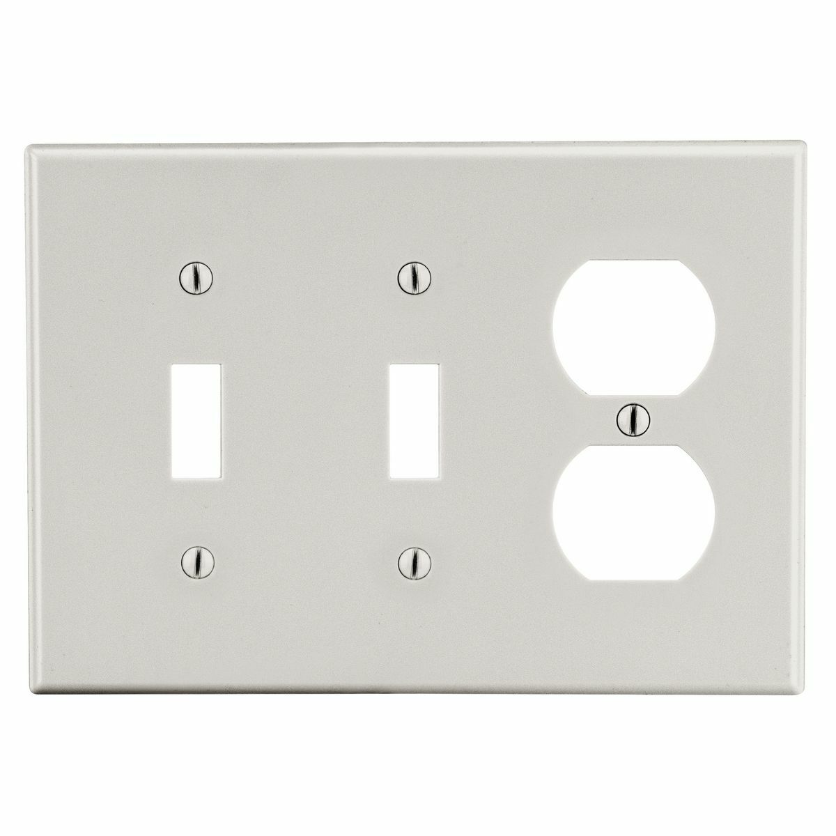 Hubbell Wiring Device Kellems, Wallplates and Box Covers, Wallplate,Non-Metallic, 3-Gang, 2) Toggle 1) Duplex, Light Almond
