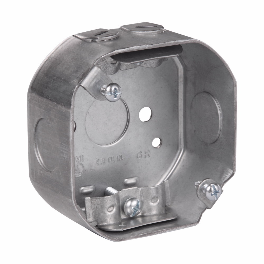 Eaton Crouse-Hinds series Octagon Outlet Box, (1) 1/2", 3-1/4", NM clamps, 11.5 cubic inch capacity