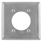 Hubbell Wiring Device Kellems, Wallplates and Boxes, Metallic Plates, 2-Gang, 1) 2.48" Opening, Standard Size, Stainless Steel