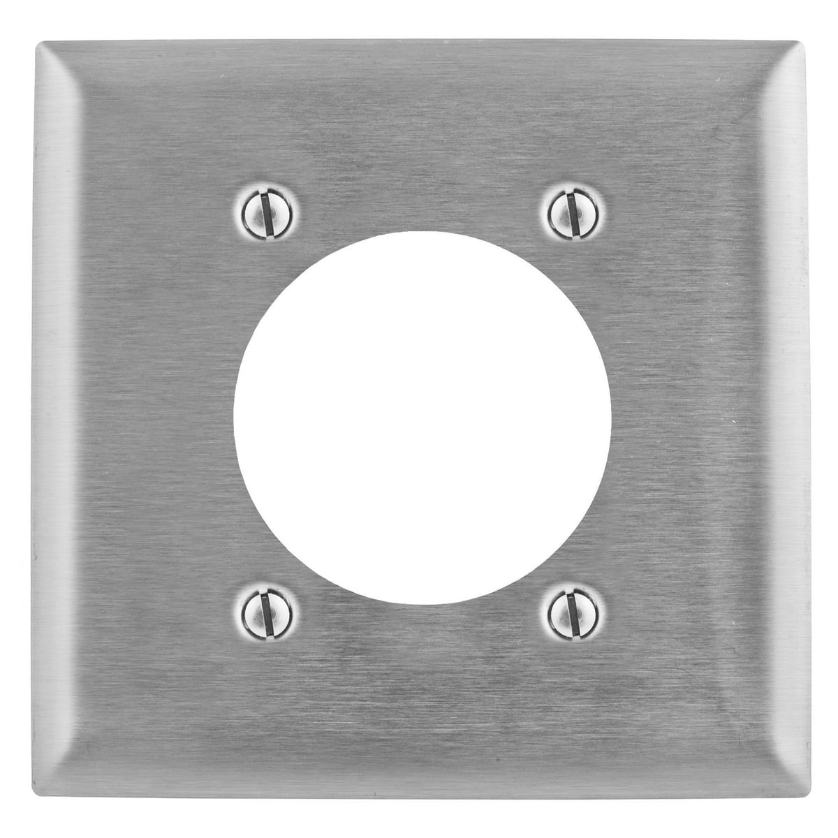 Wallplates and Boxes, Metallic Plates, 2- Gang, 1) 2.48" Opening, Standard Size, Stainless Steel.