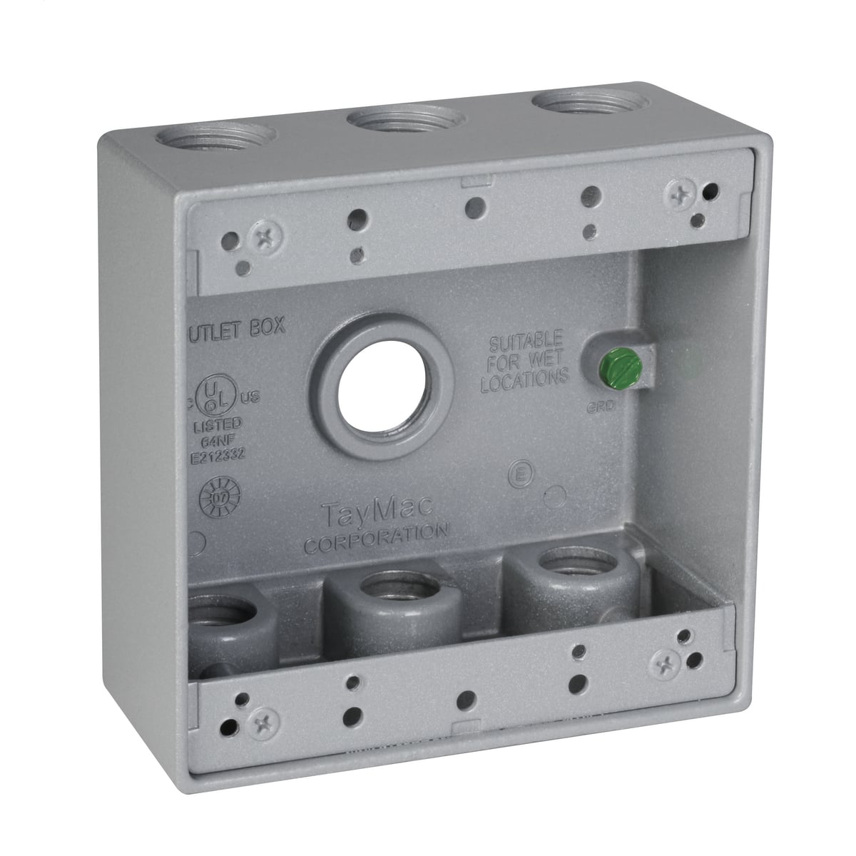 2-Gang Seven 1/2 in. Hole Weatherproof Box - Silver