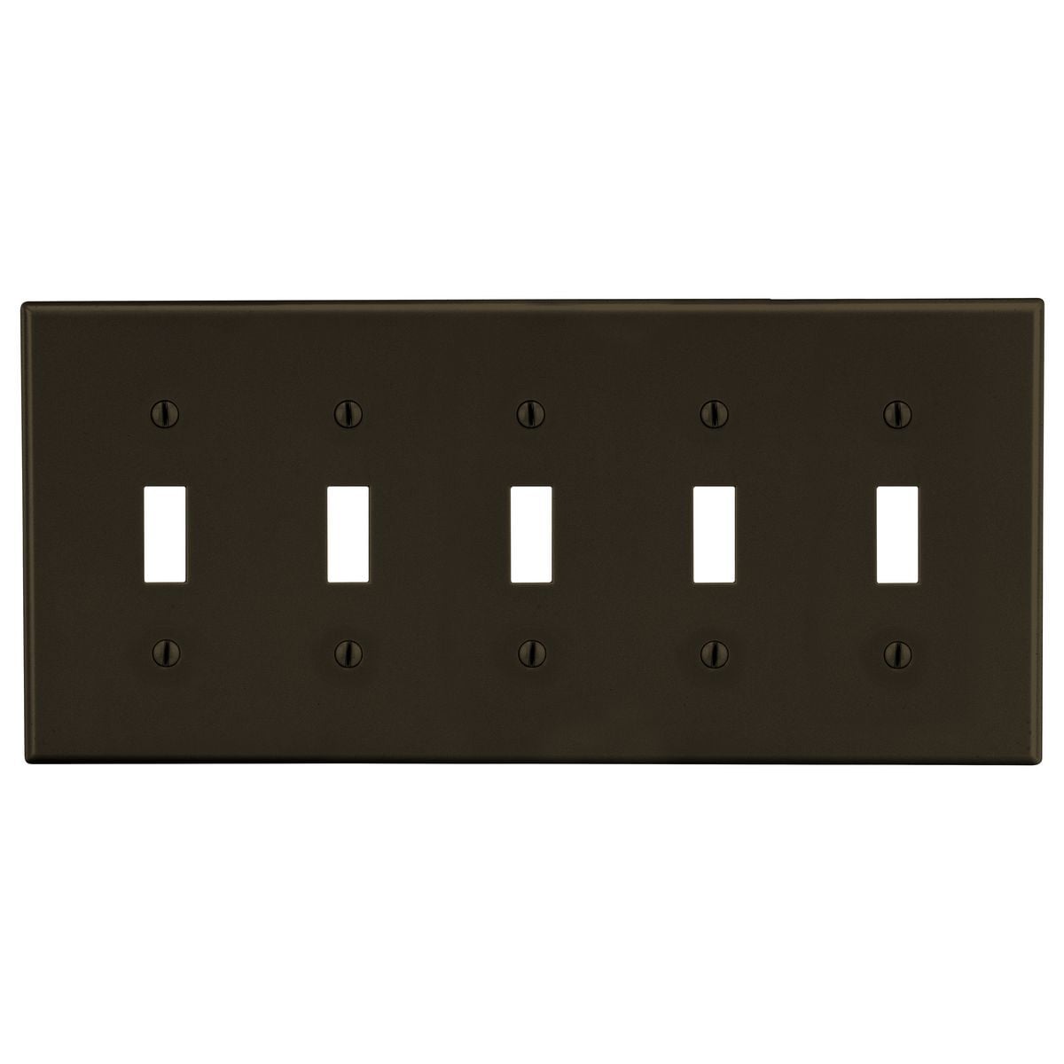 Wallplate, 5-Gang, 5) Toggle,  Brown
