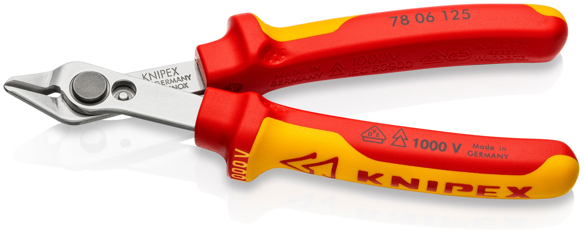 Electronics Super Knips- 1000V Insulated, 5 in., 1000V Insulated, Multi-Component, VDE, Polished, Flush Cut, 3/64 in. Max. Cutting Cap.