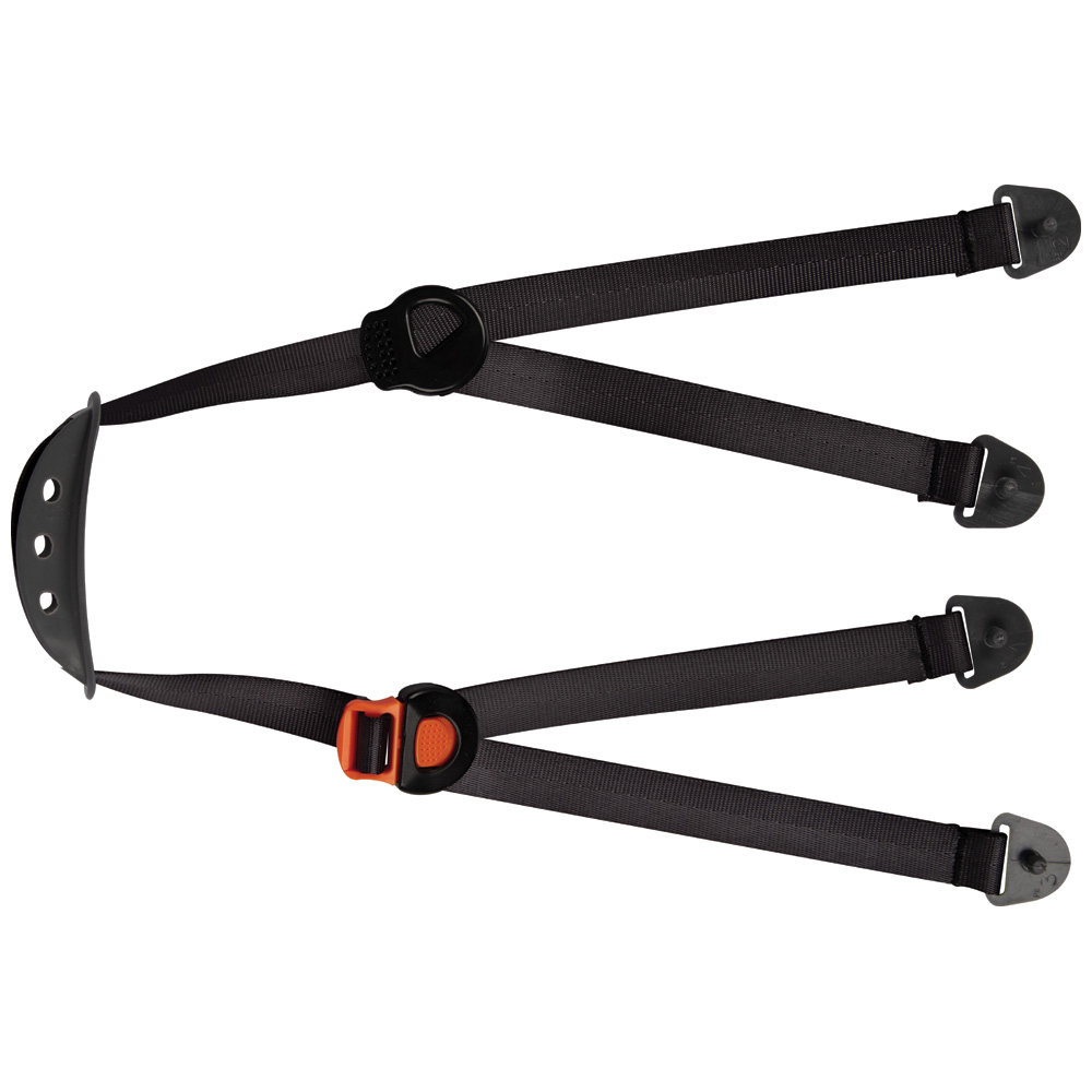 Klein Tools Hard Hat Chin Strap helps keep Klein's cap style or full brim hard hats securely on the head. Four clips snap into the Klein hard hat suspension system, and easily adjust for a custom fit with soft chin cup. Multi-point adjustment for comfort.