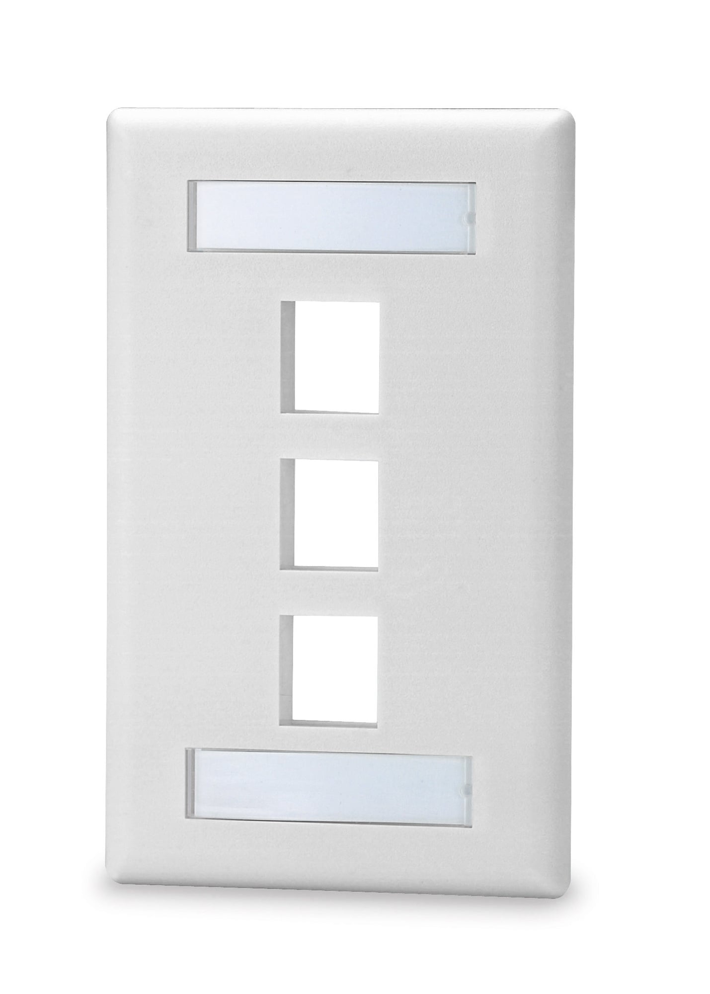 3-Port Single Gang Keystone Faceplate w/ Labeling, White