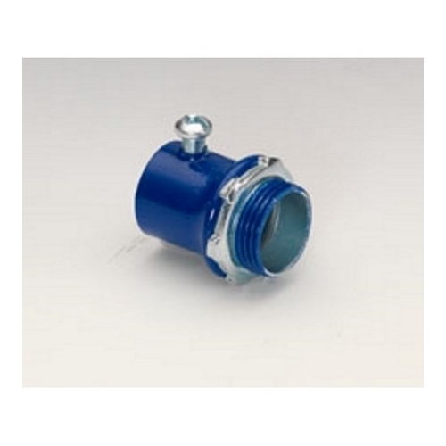 EMT Connectors, Color-Coded, Steel, Blue, Size 3/4"