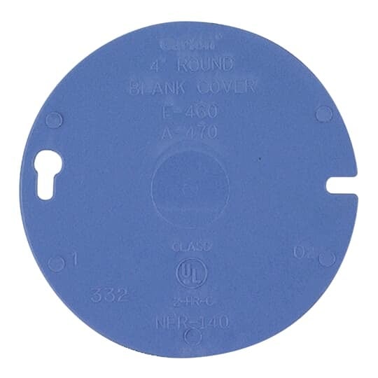 Round Blank Cover, Diameter 4 Inches, Color Blue, Material Non-Metallic