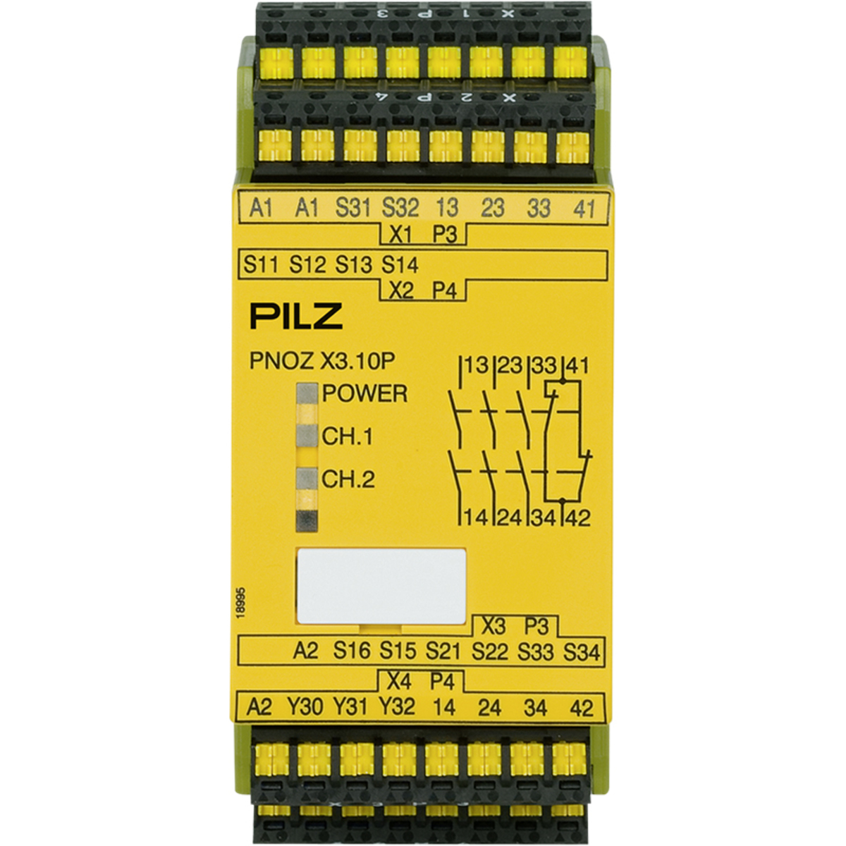 Safety Relay, 1/2-Channel Wiring with/without detection of Shorts Across Contacts, 3 N/O, 1 N/C,1 SC, Automatic/Monitored Start, UB = 24 V AC/DC, 45mm, Plug-in Screw Terminals, Monitoring of E-STOP, Safety Gates Sidewards Compatibility with PNOZ X3