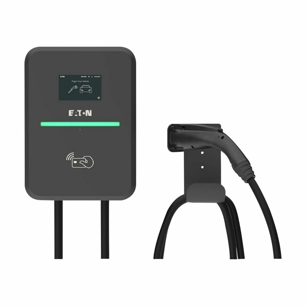 Commercial EV Charger, AC level-2, 11.5kW at 240Vac, 48A, Wi-Fi/Ethernet/4G, OCPP 1.6J, 25' cord-set with J1772 connector, Touchscreen LCD, RFID, QR Code, NEMA 3R, Energy Star