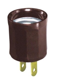 15 Amp, 660 Watt, 125 Volt, Outlet-to-Lampholder adapter Brown