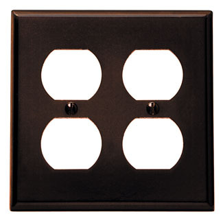 2-Gang Duplex Device Receptacle Wallplate, Standard Size, Thermoset, Device Mount, Brown