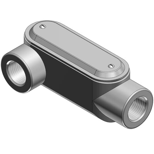 1-1/2 Inch Form 7 (LR) Pre-Assembled Conduit Body, Cover and Gasket, Body Material Gray Iron/Zinc Plating and Baked On Epoxy Powder Coat with BlueKote Internal Coating, Cover Material and Finish Stamped Steel/Zinc Plating