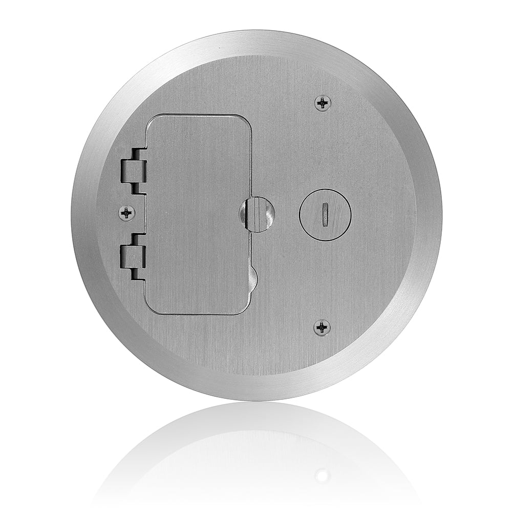Cover Plate for Concrete Floor Box System, 1 Decora Flip Lid   1 Data Cap, Nickel Plated, For use with FBBOX-GY and FBLEV-GY